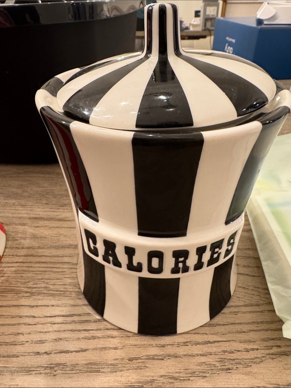 Jonathan Adler Black and White 'CALORIES' Ceramic Canister